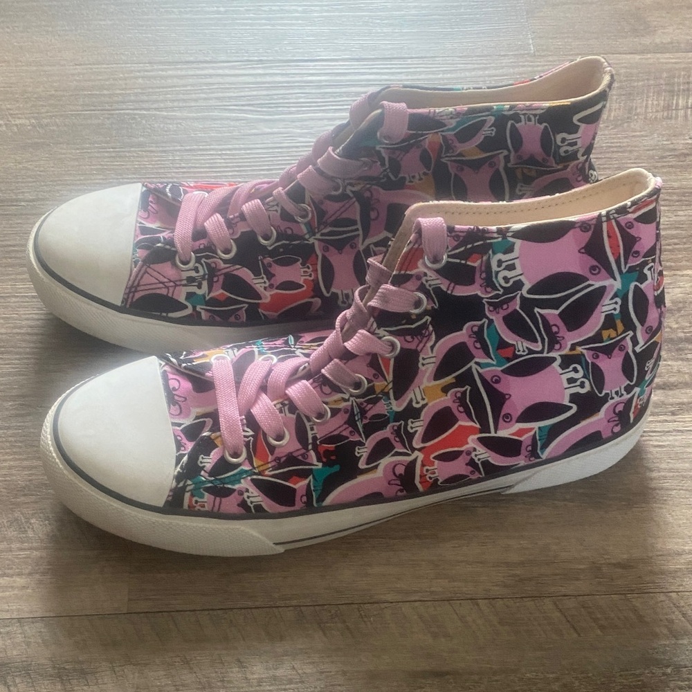 Sole Comfort Owls Print High-Top Canvas Sneakers